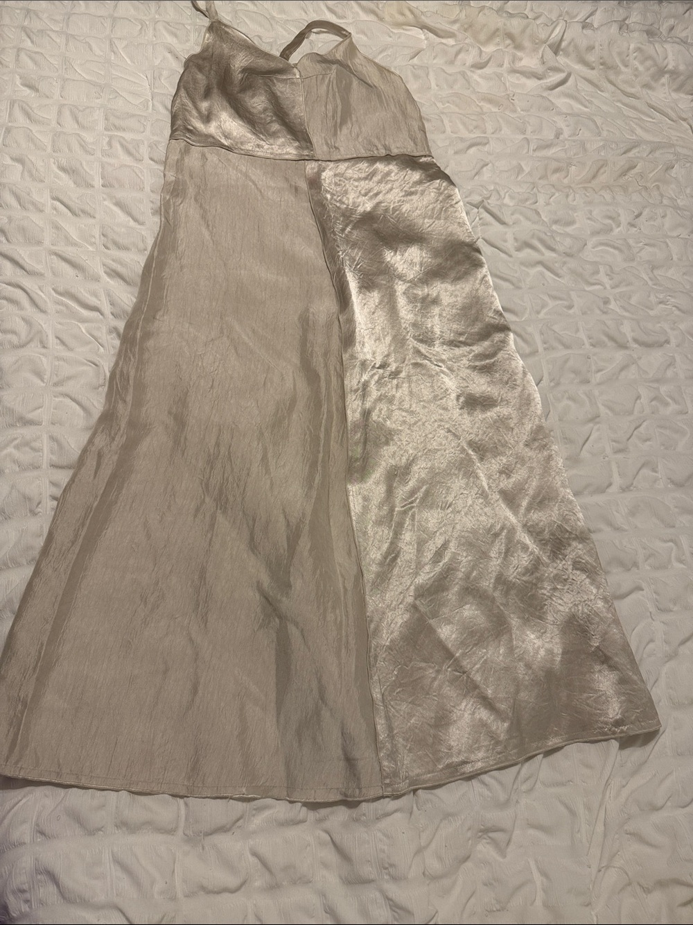 Zara Two-Tone Satin A-Line Midi Skirt in Champagne